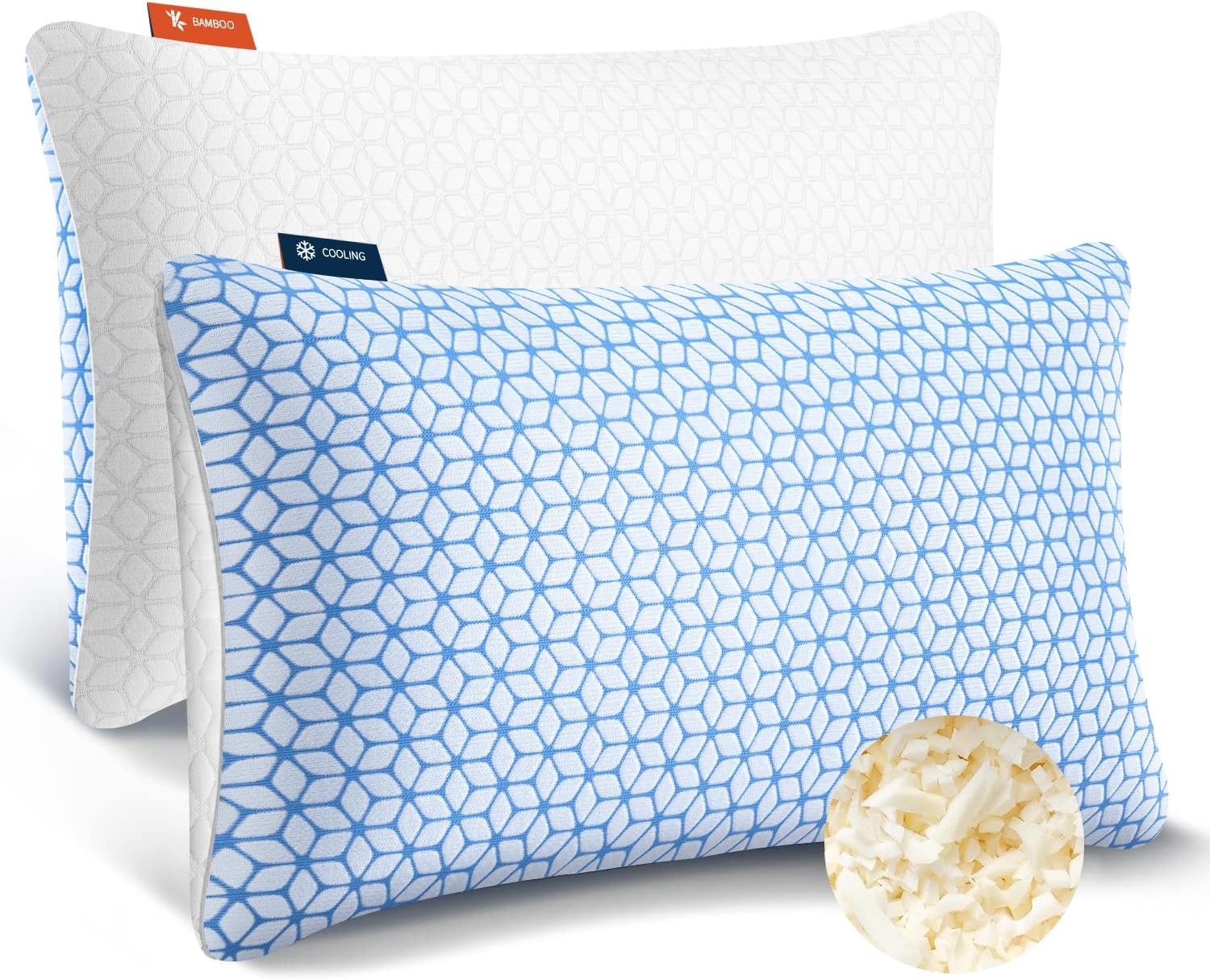 Love Attitude Shredded Memory Foam Pillows King Size Set of 2 with cooling bamboo cover